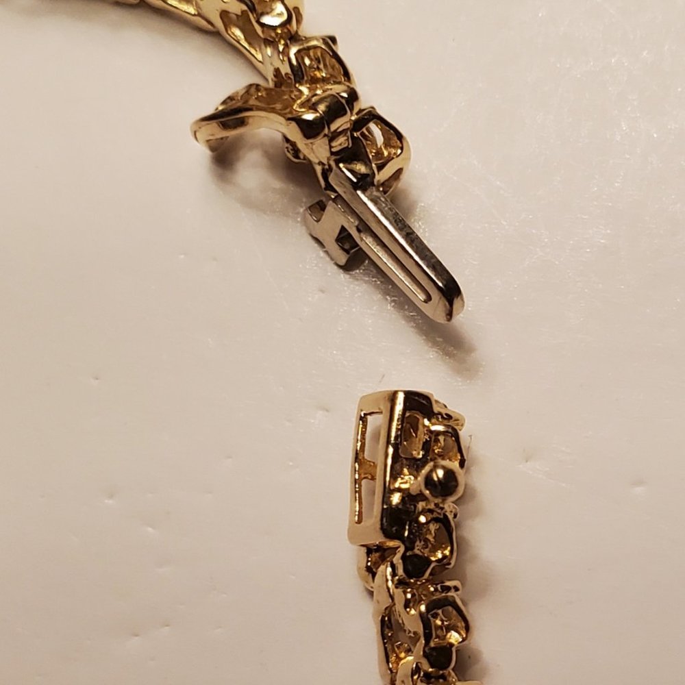 Diamond tennis S-link bracelet 14K yellow gold - Picture 9 of 13